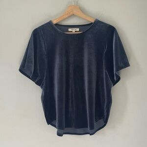 Madewell Blue Velvet Flutter Top NWT